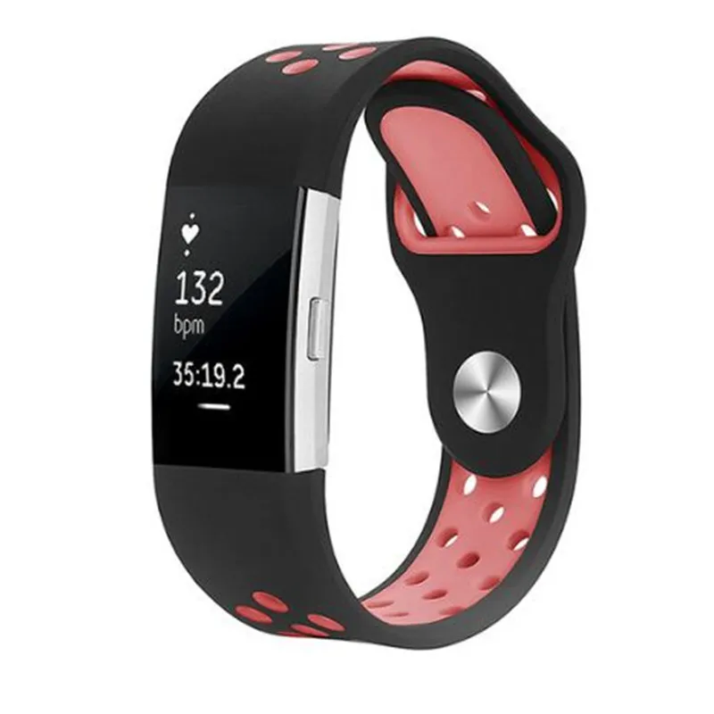 Спортивные часы ремешок для FitBit Charge 2 Силиконовый Браслет ремешок для Charge 2 браслет умные Браслеты Аксессуары - Цвет ремешка: black pink