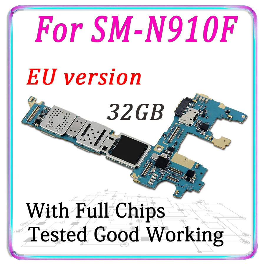 Европейская версия для samsung Note 4 N910F материнская плата 32 Гб с полным чипом Хорошая рабочая материнская плата, оригинальная разблокированная MB
