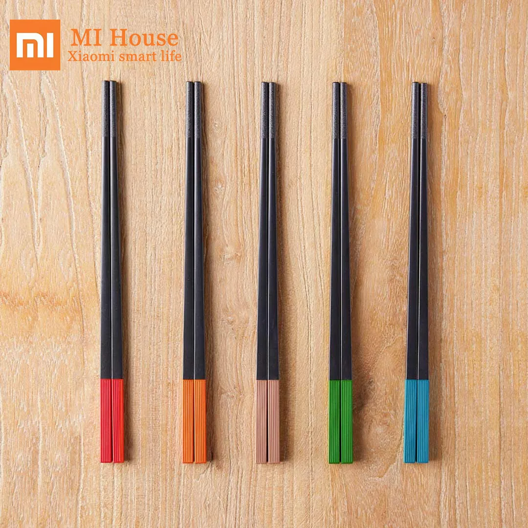 

5 Pairs Xiaomi Mijia Rainbow Colorful Alloy Chinese Chopsticks Tableware Sets High Temperature Resistance Antifungal Chopstick