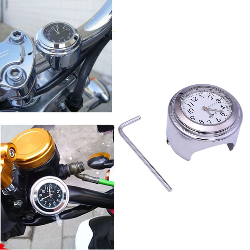 

Universal Chrome Waterproof 7/8 Motorcycle Handlebar Mount Temp Thermometer Clock Watch Motorcycles Accessories