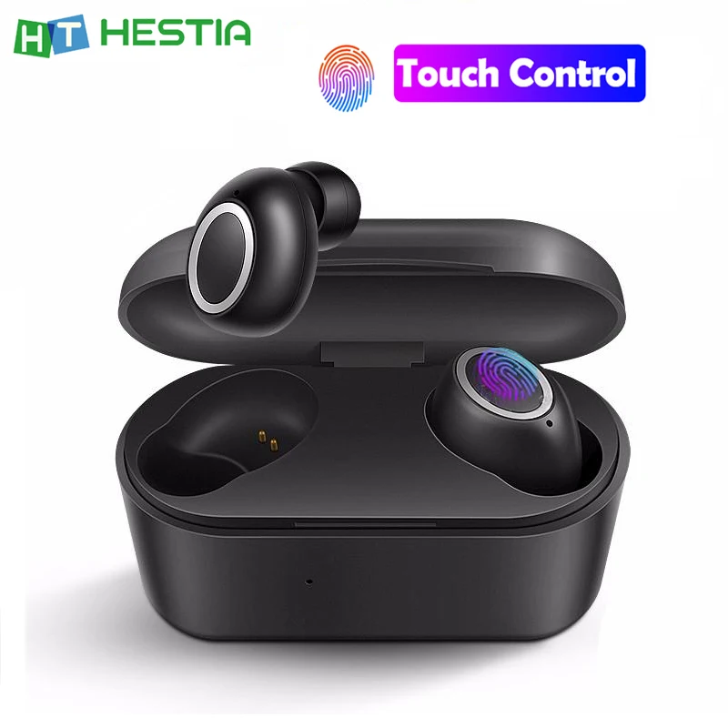 

D015 Bluetooth V5.0 Earphone TWS Fingerprint Touch Control Earbuds 3D Stereo Sound with Dual Microphone Handsfree 500 mAh