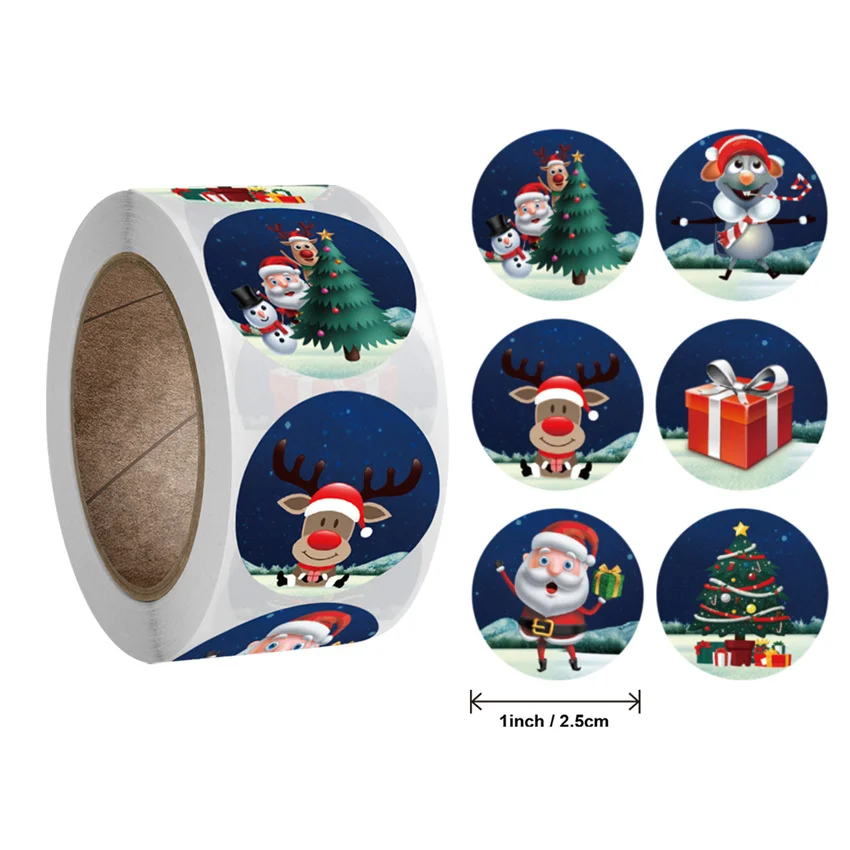 100-500pcs Merry Christmas Handmade Sticker Card Gift Box Package Santa Thank You Stickers Envelope Seal labels New year decor