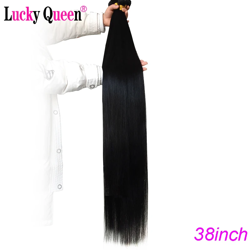 Queen Hair 34 36 38 40 Inch Bundles Malaysian Straight  Human Hair Weave Long Virgin Hair Extensions 1/3/4 Bundles