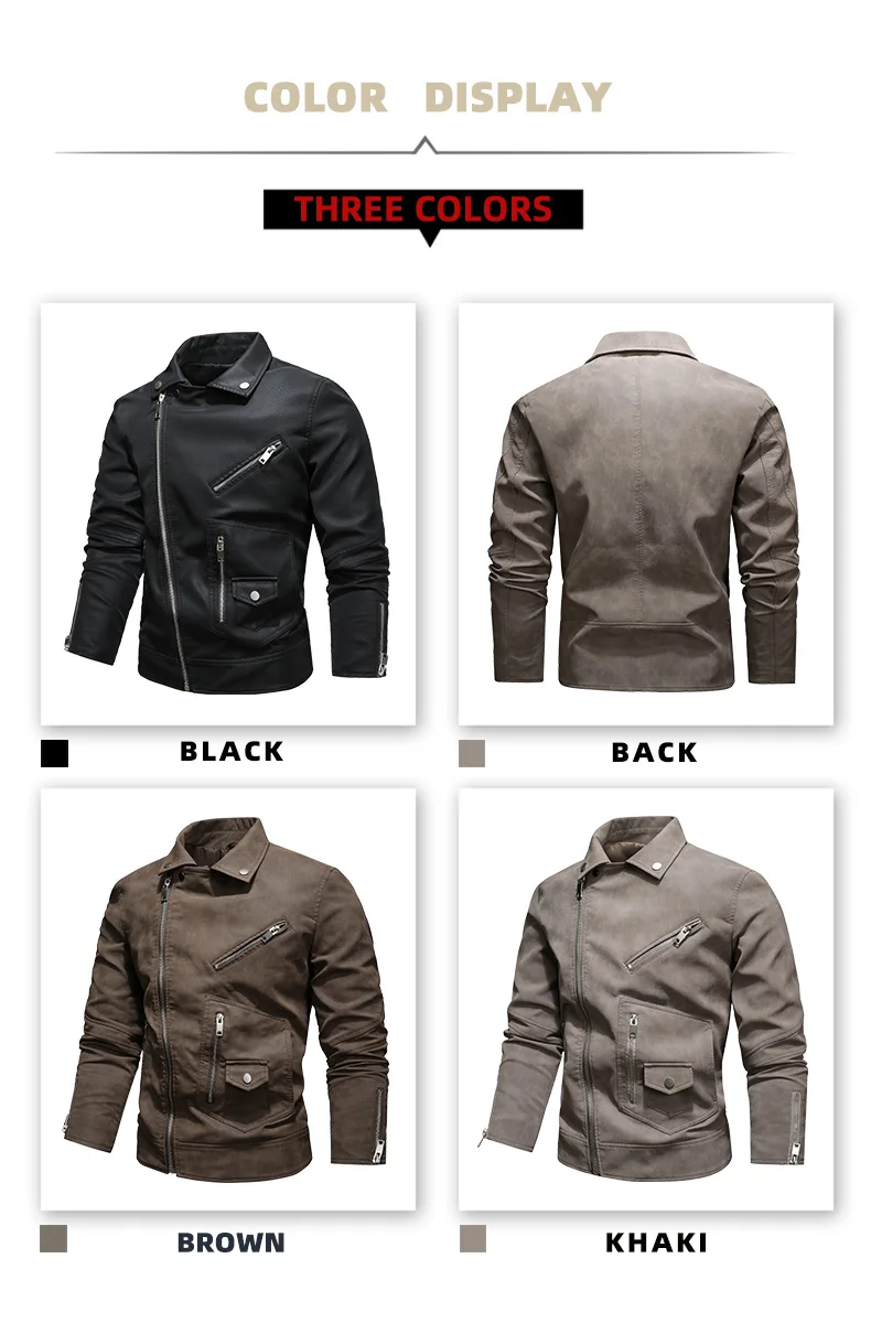 Mens Bomber Leather Jacket Masculine Jacket Slim Lapel Windbreaker Outwear Coat Motorcycle Leather Jacket Mens Bike Coat EU Size dark brown leather jacket
