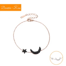 Звезда Луна циркон браслет титан нержавеющая сталь Материал инкрустированные циркон розовое золото цвет трендовые женские браслеты ювелирные изделия подарок