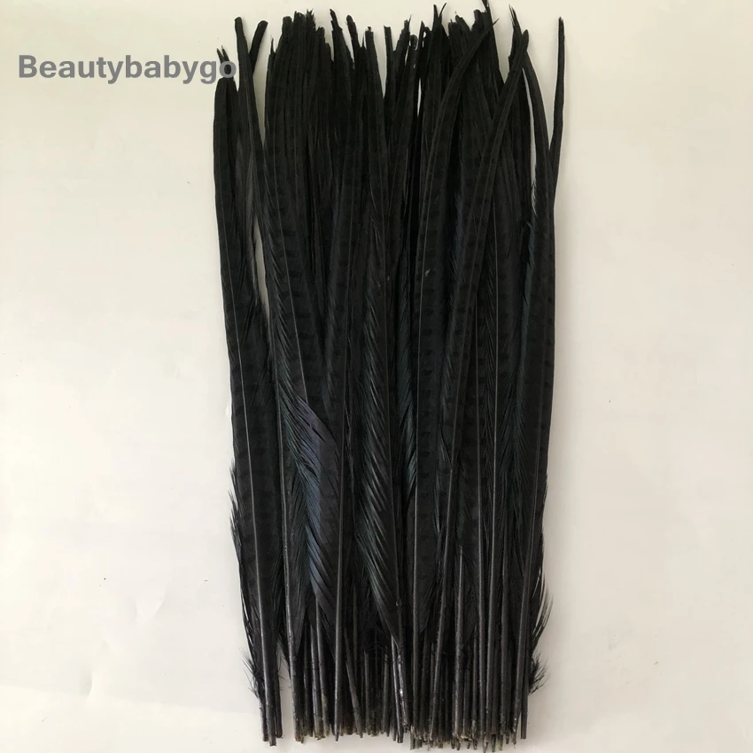 50-55cm 20-22inch Silver Paint Ringneck Pheasant Tails Feather Natural Chicken Feathers For Carnival Halloween Decorations Craft - Цвет: black