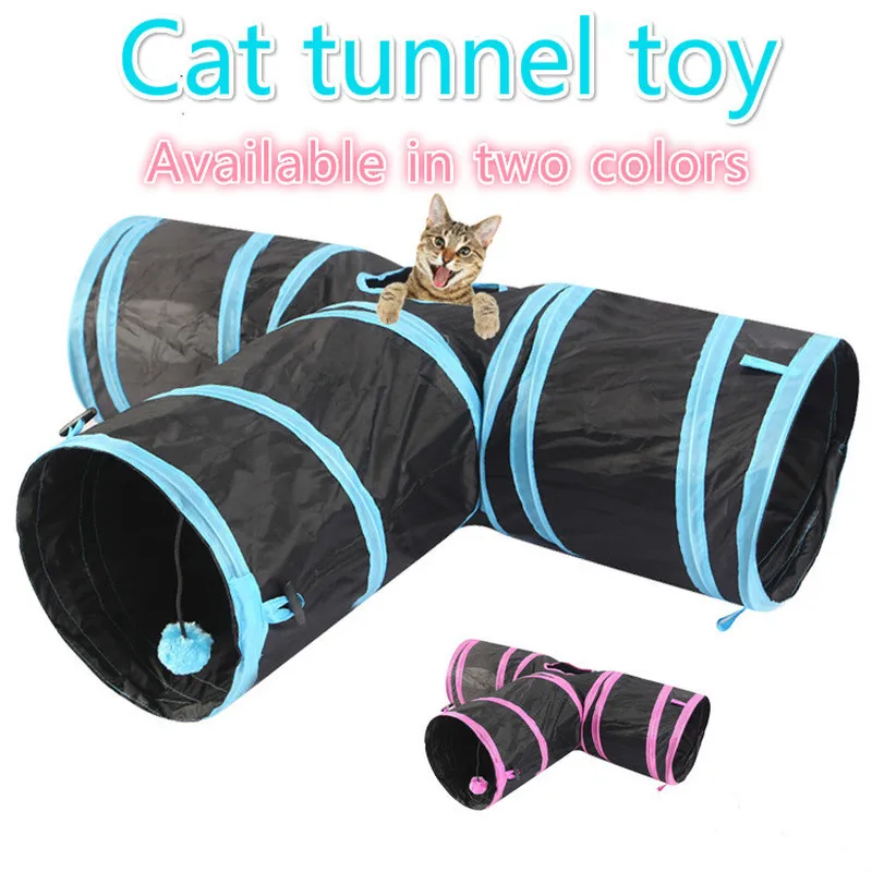 Собака Кошка Котенок Играть звуковая игрушка Упражнение туннель пещера игрушки для кошек Интерактивная Кошка Туннель 3 Пути Y Форма Складной питомец щенок животное