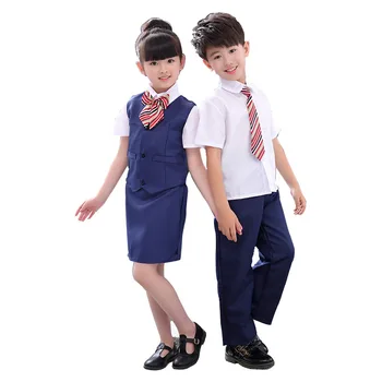 

Children Restaurant Cafe Waitress Uniform Waiter Shirt Hotel Cosplay Costume Kids Attendant Performance Fancy Party Clothing Set