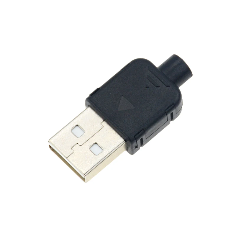 10 шт. DIY USB 2,0 разъем тип A Мужской 4 палец в сборе адаптер спаяное гнездо Тип Черный Пластиковый корпус для подключения данных