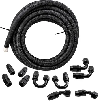 

10AN AN10 Stainless Steel Nylon Braided Oil Fuel Line Hose 20FT 10 Fittings