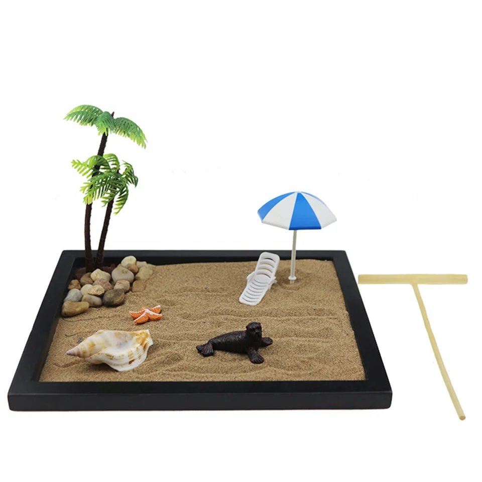 Mini Japanese Zen Sand Garden Desktop Decoration Kit