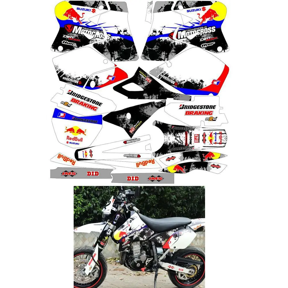 

For SUZUKI DRZ400SM Customized Number Graphics Backgrounds Stickers Kit Decal