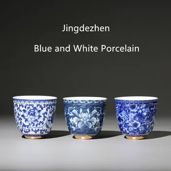 

Chinese Jingdezhen Blue and White Porcelain Tea Cup Small Tea Bowl Ceramic Teacup Coffee Beer Wine Mug