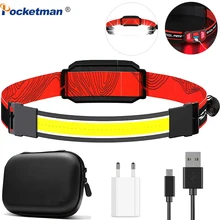 

New Style Powerful COB Headlamp Portable Mini COB LED Headlight USB Rechargeable Head lamp head light With Built-in Battery