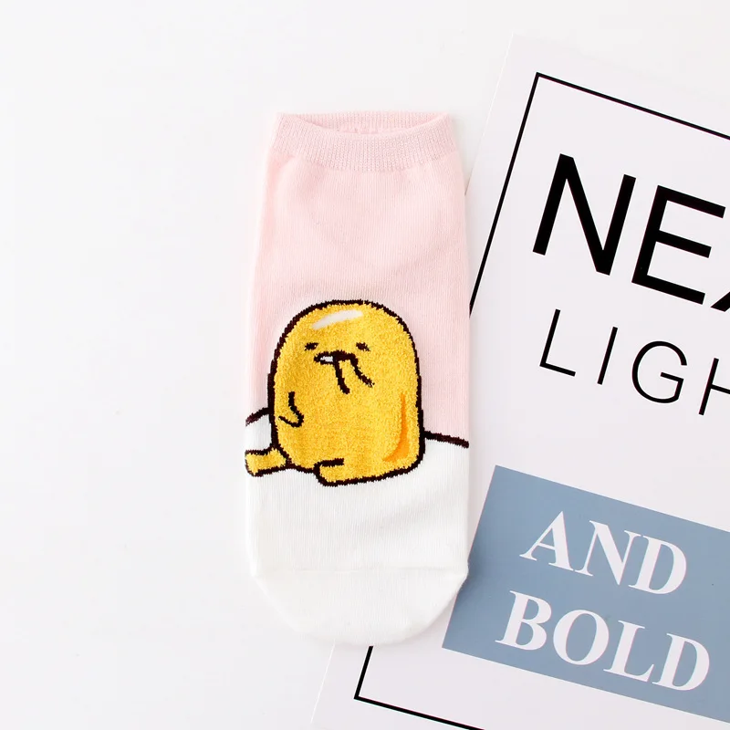 Милые женские носки Gudetama карамельных цветов с героями мультфильмов короткие