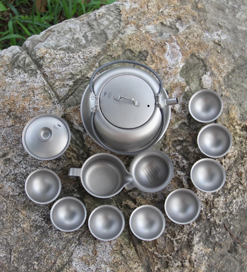 Кит Титан чайный набор кунг-фу Utralight Кемпинг чайник Портативный кемпинговый чайник открытый чашка