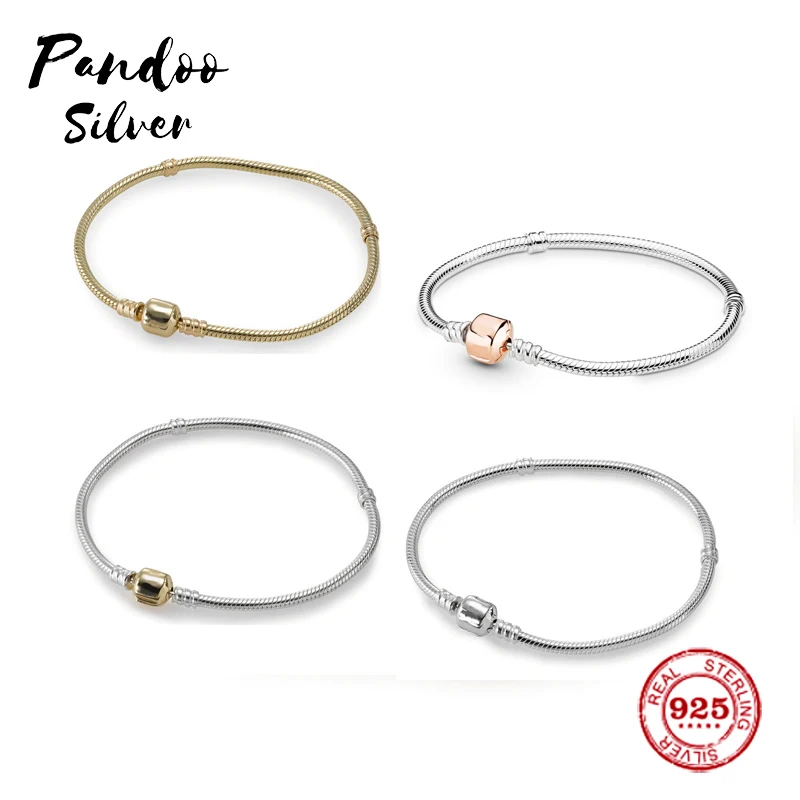 Мода Шарм серебро 925 копировальный браслет, регулируемый браслет с шармами цепи безопасности Сделай Сам браслет из бусин женский ювелирный подарок с логотипом