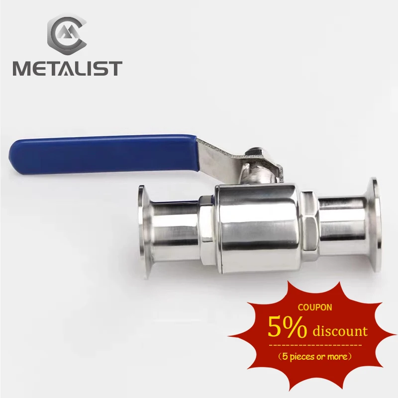 

METALIST 1-3/4" OD 45mm SS304 Stainless Steel Sanitary Full Port 2-Way Ball Valve Fit 2" Tri Clamp Type Weld Ferrule