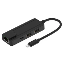 4 в 1 Usb 2,0 концентратор для IOS в RJ45 Ethernet конвертер адаптер LAN Проводная сеть для iPhone/iPad все серии с PD зарядкой
