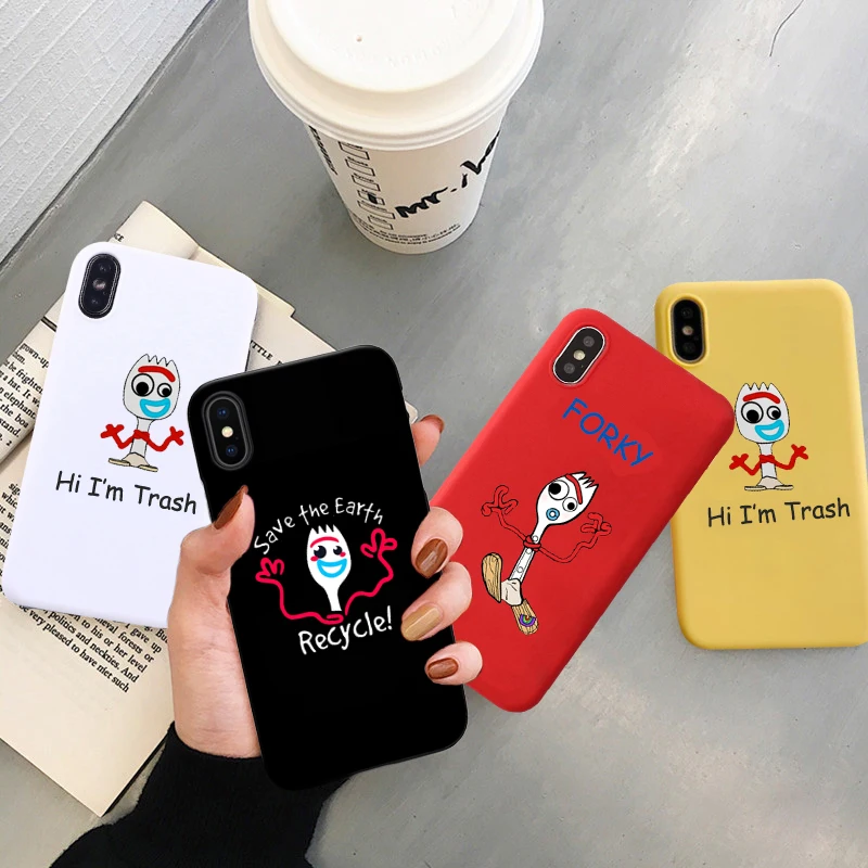 

Forky Case for iPhone XR X Xs Max 11 8 7 6 Plus 6S 5S SE Soft Silicone Cute Cartoon Phone Cover Soft Coque Toy Story