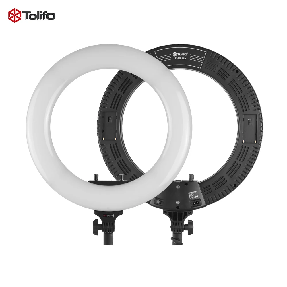 

Tolifo R-48B Lite 18" LED Video Ring Light Studio Photography Lamp Adjustable Brightness 3200-5600K Ring Lamp w/ Make-up Mirror