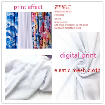 

1-6m/lot 159cm digital print spandex elastic mesh cloth personal custom photo cloth for dress lining underwear summer cloth 2075