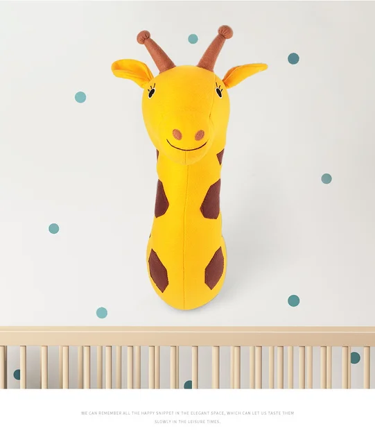 3D Elephant Giraffe Animal Head Wall Mount Decoration Hang Mural Stuffed Toy Nordic Home Room Nursery Kindergarten Artwork Decor 5