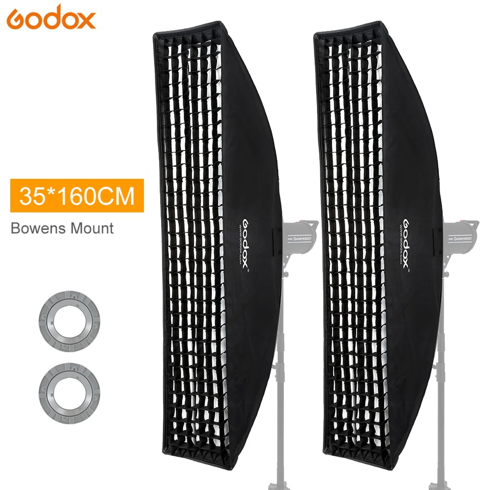 2X Godox 14 x 63 35x160cm Light Box Bowens Mount Strip Beehive 