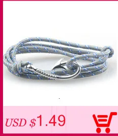 Adjustable Paracord Anchor Bracelet Woman Men Charm Bracelets Alloy Anchor Nylon Rope Chain Armband Vintage Bracelets& Bangles