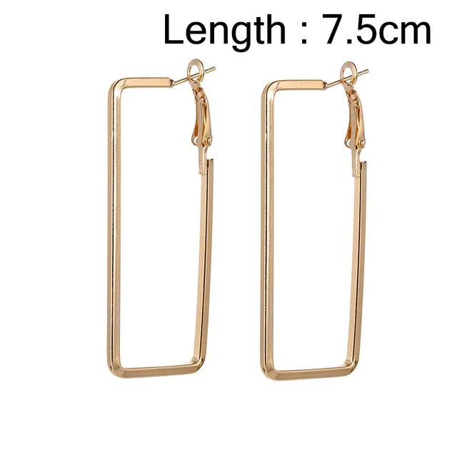Индивидуальные простые металлические треугольные геометрические серьги, винтажные серьги-кольца для женщин, модные ювелирные аксессуары, подарок - Окраска металла: Gold 7.5cm