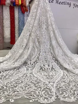 

Hot sale guipure lace fabric white water soluble lace 2020 African Nigeria bridal wedding sewn dry lace fabric J40321