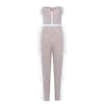 

Sexy Lace Jumpsuit 2019 Summer Autumn Lace Elegant Bodycon Jumpsuit Fashion Bandage Rompers Female Clothes