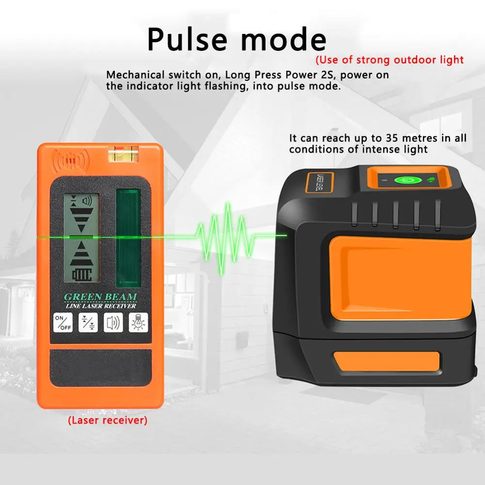 Ferramenta de Medição do Nível do Laser com Suporte à Prova Linhas de Nível do Laser Dwaterproof Água Linha Transversal Laser Auto Nivelamento Nivel Vermelho – Feixe Verde 2