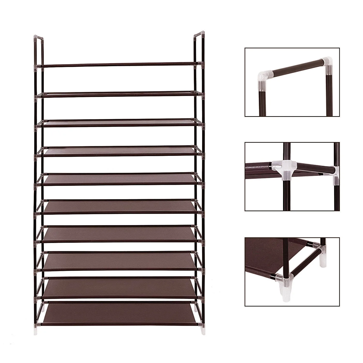 

100cm Shoe Hanger Simple Assembly 10 Tiers Non-woven Fabric Shoe Rack with Handle Black Super Large Storage Household HFing