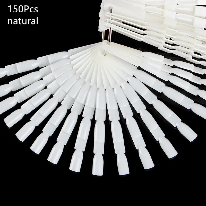 150pcs 32 шт цветной дисплей карты накладные ногти веер прозрачный белый дизайн ногтей Практика Дисплей инструменты маникюрные аксессуары - Цвет: 150pcs