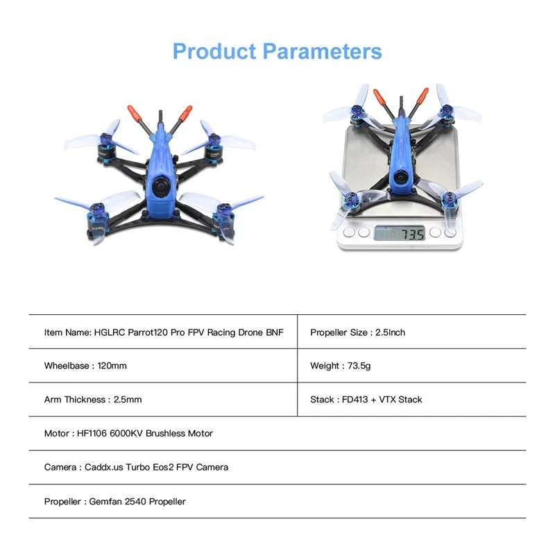 Новейший HGLRC Parrot120 Pro 120 мм F4 зубочистка FPV гоночный Дрон PNP BNF w/1106 мотор Caddx.us Turbo Eos2