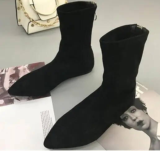 black sock boots flat