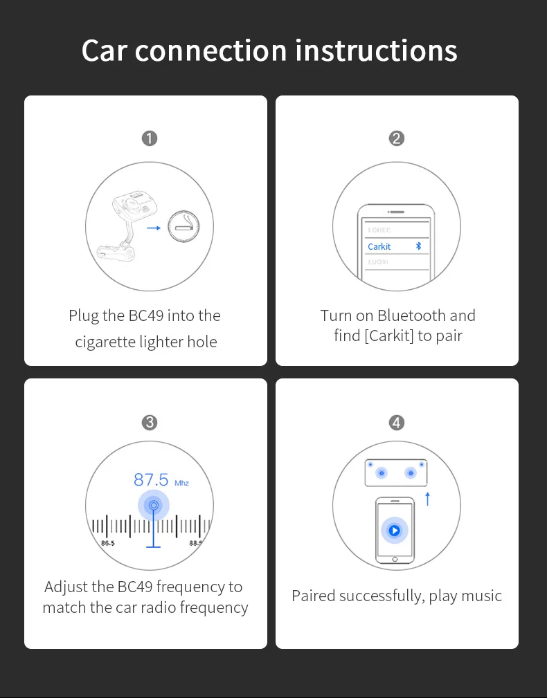 Fm-передатчик, автомобильный комплект, громкая связь, беспроводной Bluetooth, MP3 плеер, двойной USB QC3.0, быстрое зарядное устройство, громкая связь, красочный светильник, Поддержка Siri