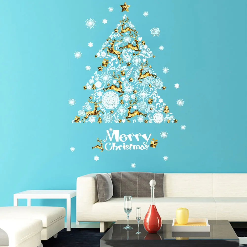 

Christmas Windows Wall Sticker Xmas Tree Snowflake Festival Decoration