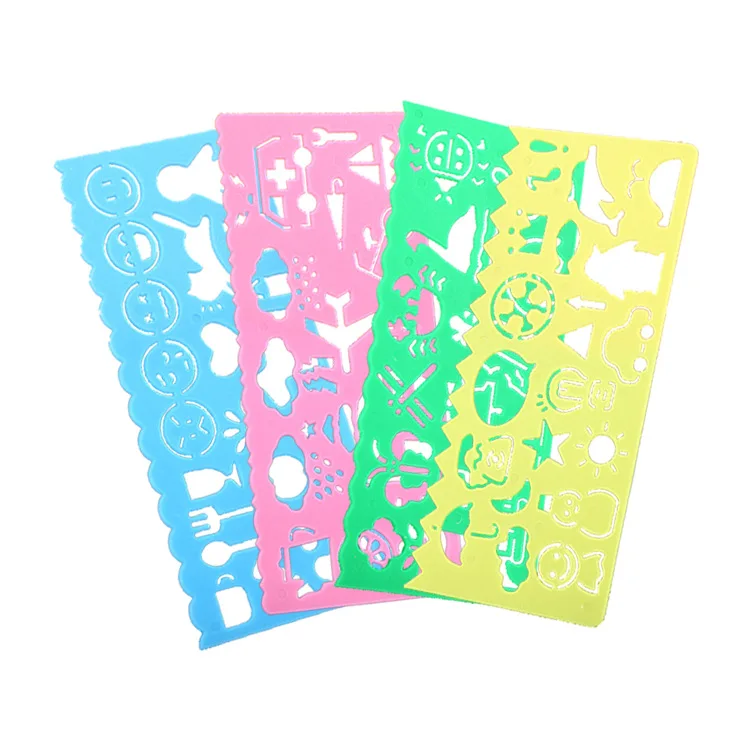 

4PCS Flexible Painting Stencil Set Colored Kaleidoscope Template Ruler Drawing Templates for School DIY Paper Art Craft