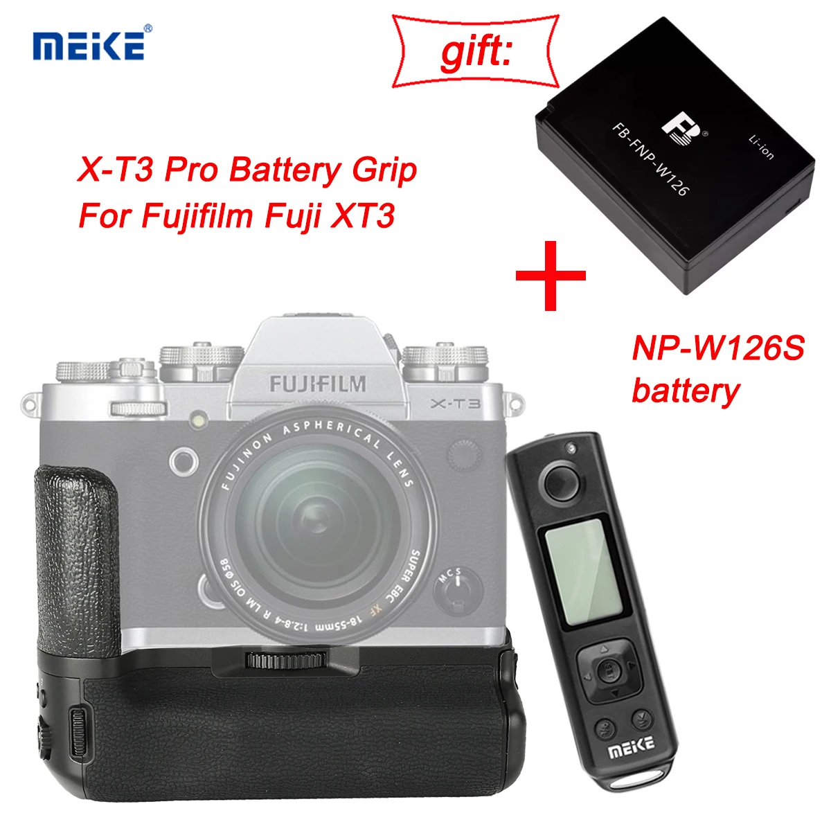 

Meike MK-XT3 Pro Battery Grip WIth 1 Bettery for Fujifilm Fuji XT3 X-T3 X T3 Camera Holder Handle Grip with 2.4G Wireless Remote