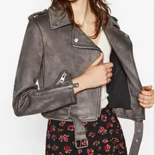 Новое поступление, женские осенне-зимние замшевые Куртки из искусственной кожи, женские модные матовые мотоциклетные пальто, Байкерская верхняя одежда серого, розового, бежевого цвета