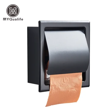 

Free Shipping Stainless Steel Toilet Paper Holder Polished Chrome Wall Mounted Concealed Bathroom Roll Paper Box Waterproof