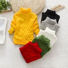 CYSINCOS 2T-8T Pure Color Winter Boy Girl Kid Thick Knitted Bottoming Turtleneck Shirts Solid High Collar Pullover Sweater