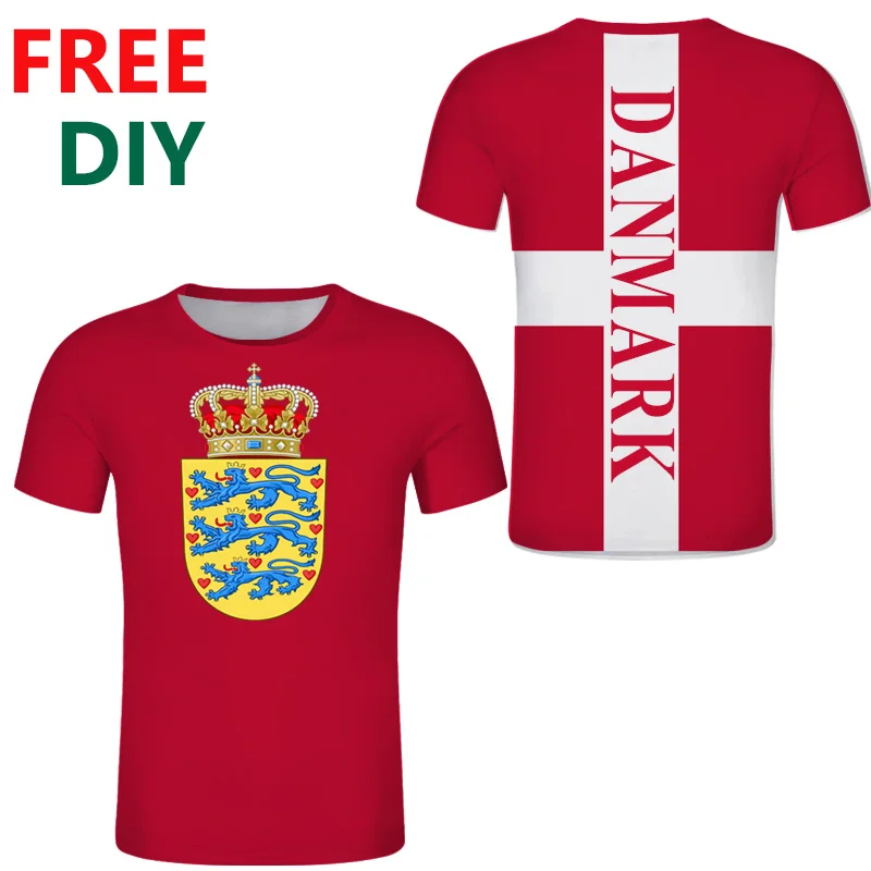 Denmark Free Custom T shirt Danmark Tshirts Nation Flag Tee Shirts Dansk Country DK Top Photo Picture Team Jersey Made Name