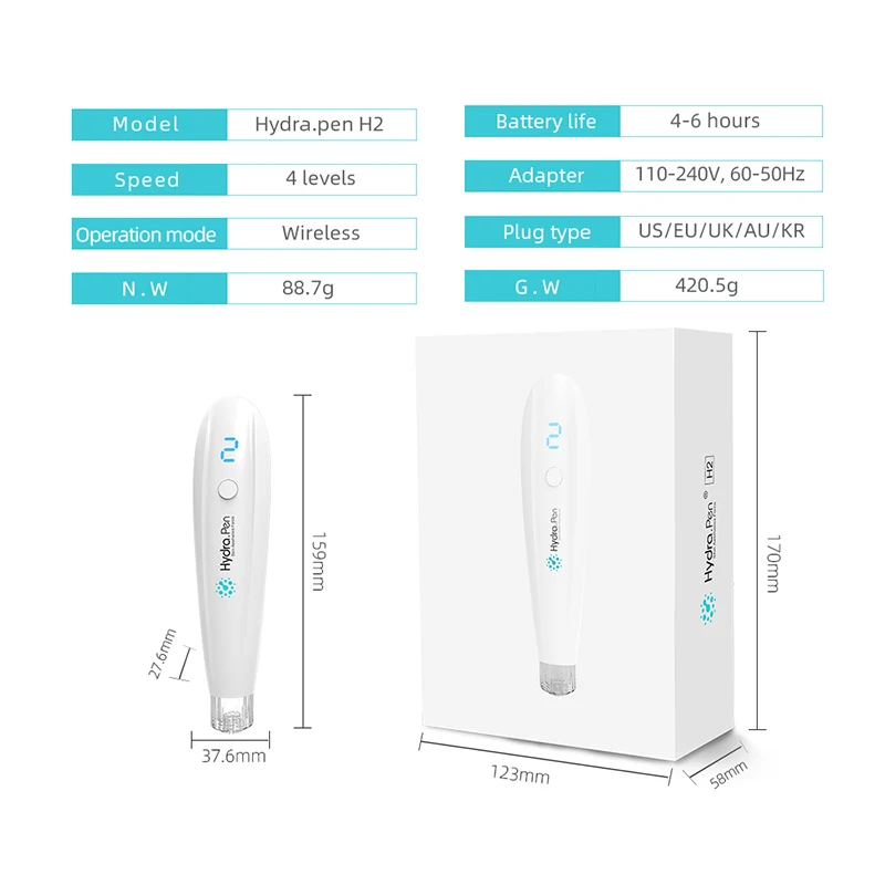 Беспроводной автоматический инфузионный Гидра ручка H2 микроиглы Дерма Ручка Портативный Умный инжектор воды мезотерапия уход за лицом
