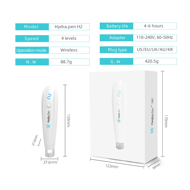  Wireless Automatic Infusion Hydra Pen H2 Microneedle Derma Pen Portable Smart Injector Water Mesoth