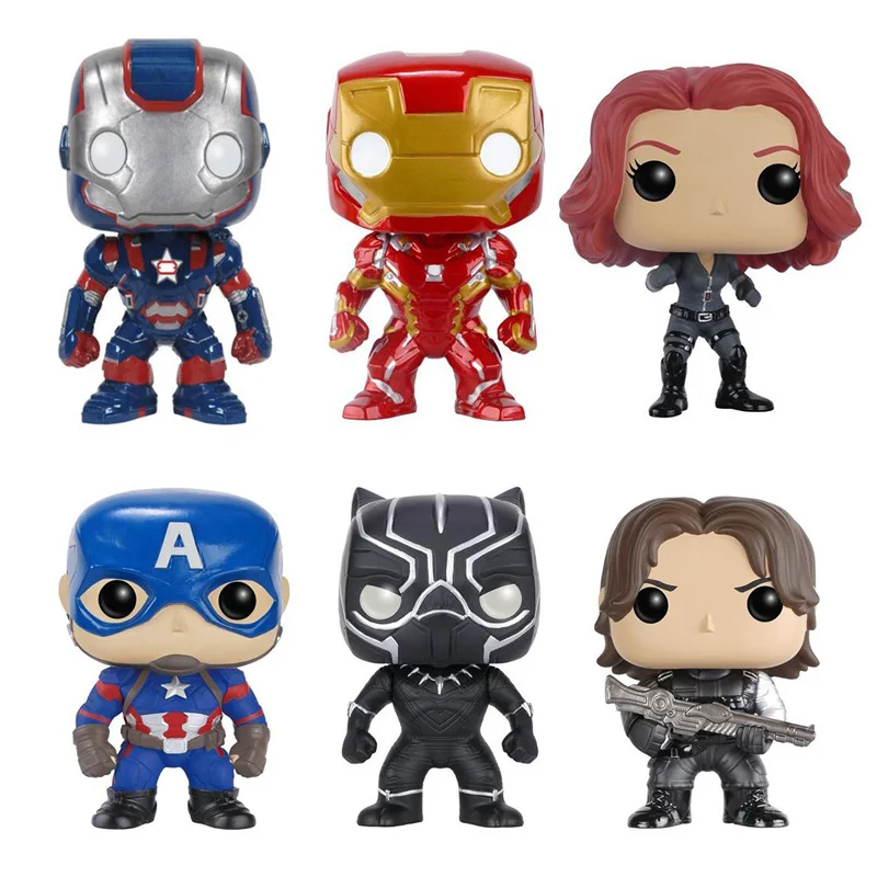 Funko Marvels Мстители 10 см супер герой фигурка железного человека игрушки Капитан Америка 3 Civil War Black Widow модель пантера