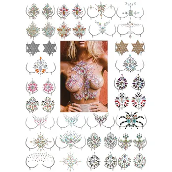 

Hot tattoo sticker waterproof Temporary on body Adhesive Glitter Jewel Tattoo Wedding Festival Rave Party Body Make Up j924