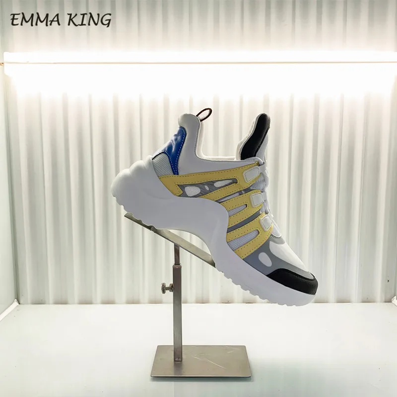 style 1 Emma king/Дизайнерские кроссовки на платформе; женская спортивная обувь на шнуровке для бега; Повседневная обувь из вулканизированной кожи и лайкры на плоской подошве; Прогулочные кроссовки - Цвет: style 1